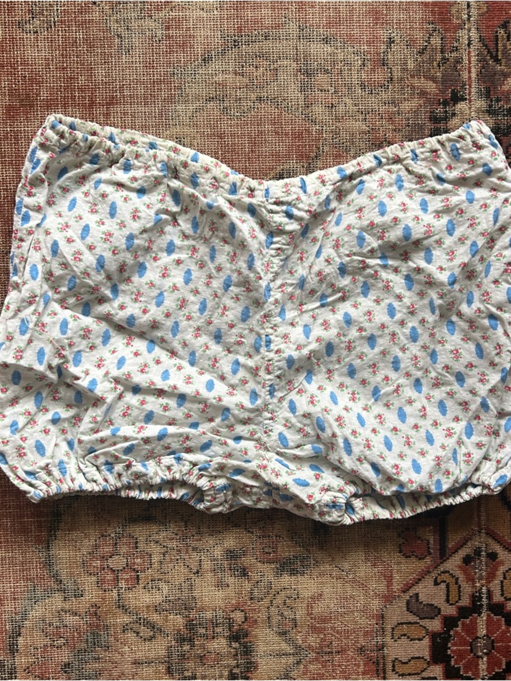 Vintage 1940’s Floral Cotton Bloomers in White and Blue